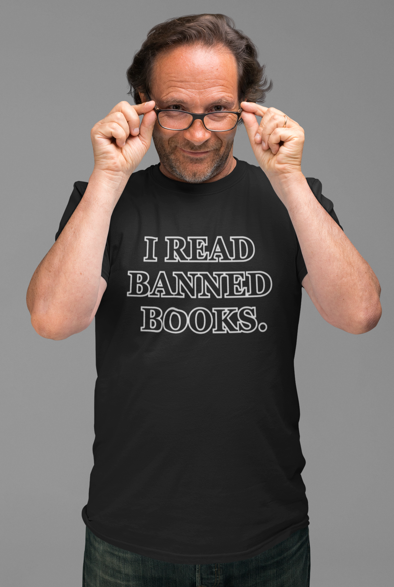 Reading, I Read Banned Books, Things, Books- Adult, Semi-fitted, Full Size Image, T-Shirt