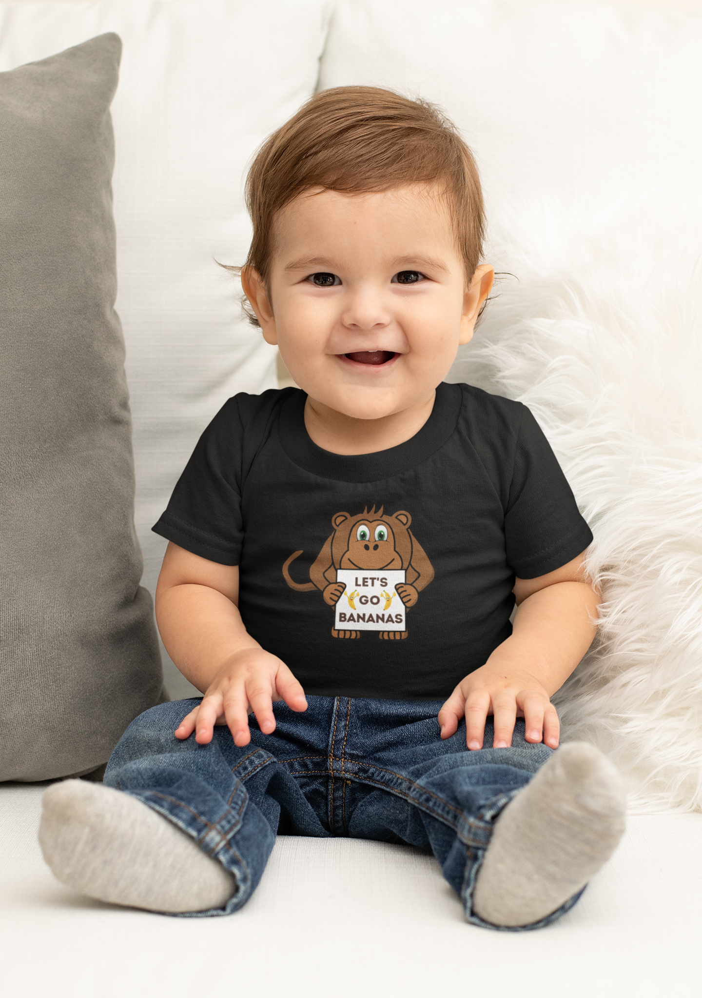 Monkey, Let's Go Bananas, Animals- Baby, Infant, Toddler, Soft Cotton, T-shirt