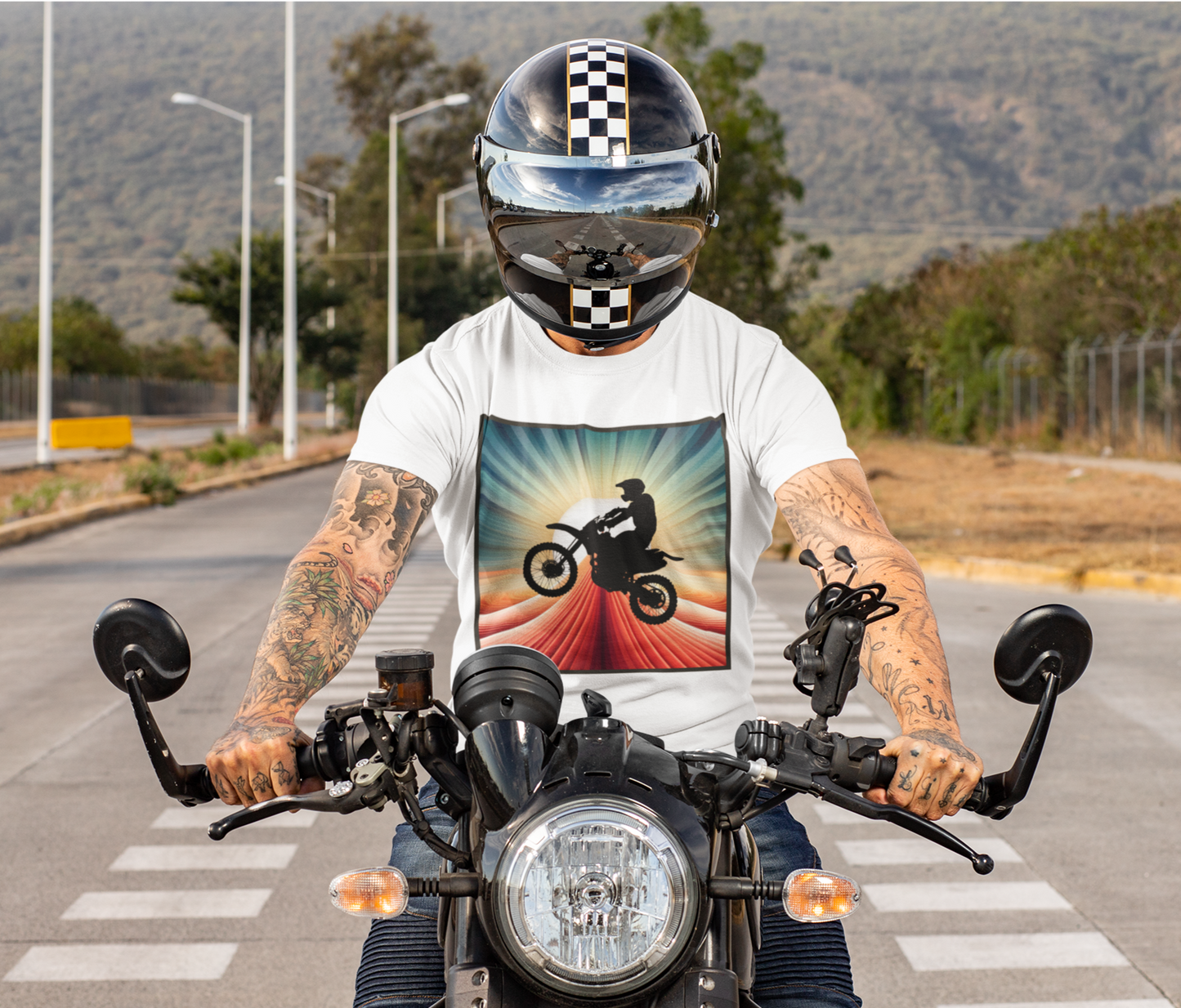 Motorcycle, Motocross, Biker- Adult, Regular Fit, Soft Cotton, Full Size Image, T-shirt