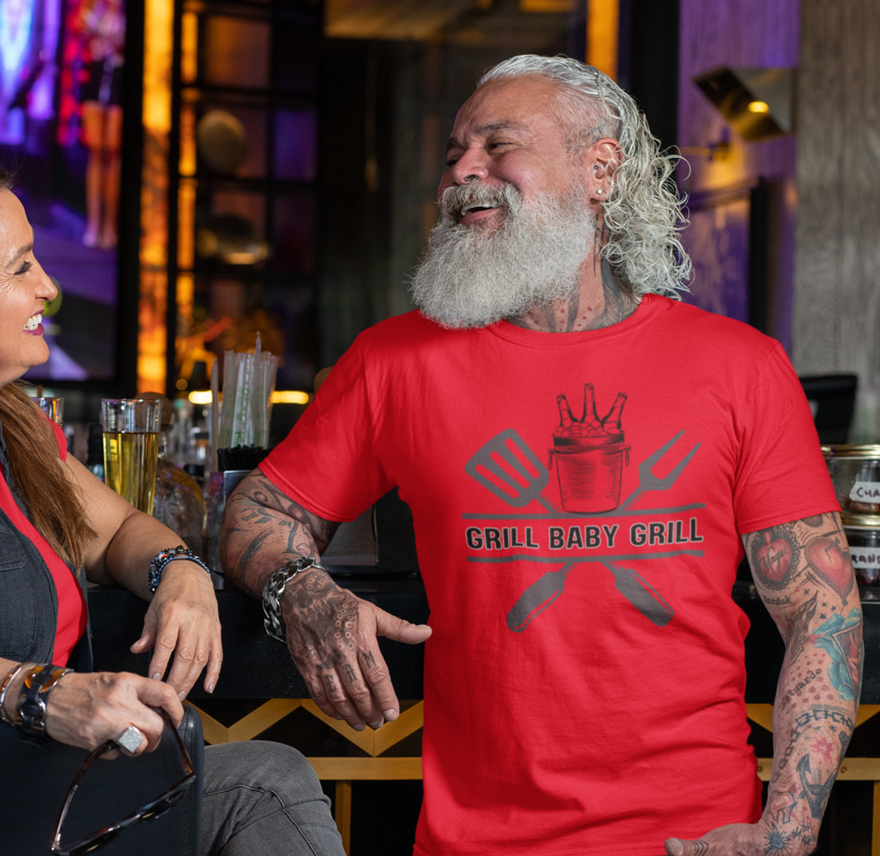 Hobby, Interest, Grilling, Grill Baby Grill, Family, Dad, Mom- Adult, Regular Fit, Soft Cotton, T-shirt