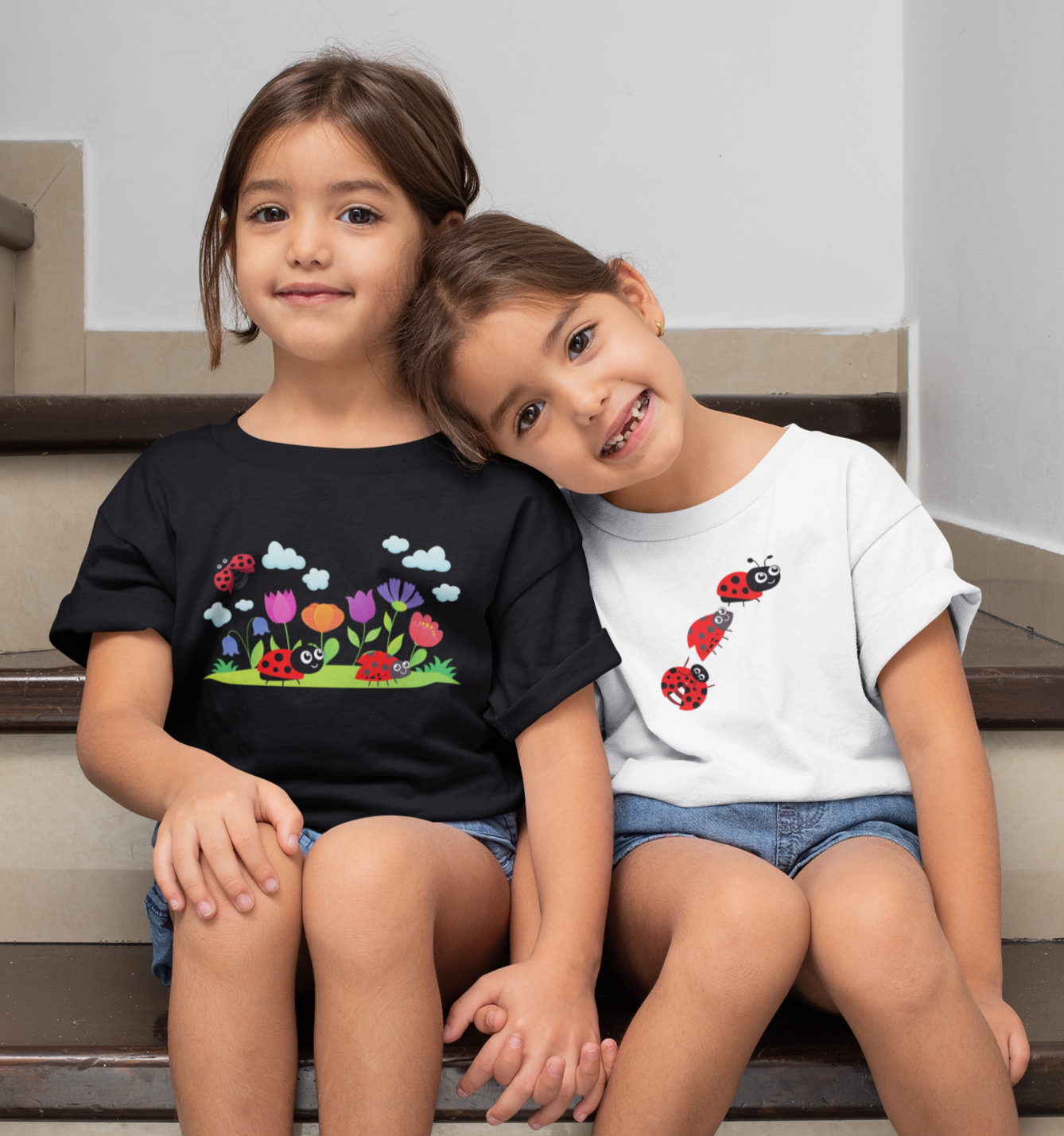Nature, Flowers, Plants, No Words, Bugs, Ladybugs- Kids, Child, Heavy Cotton, T-shirt