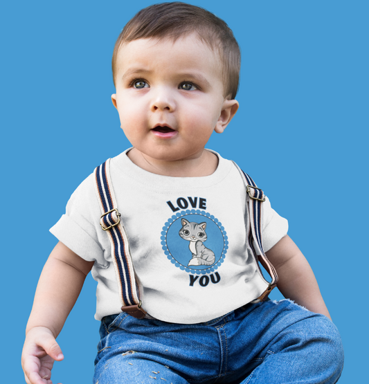 Cat, Love You, Animals- Infant, Soft Cotton, T-shirt