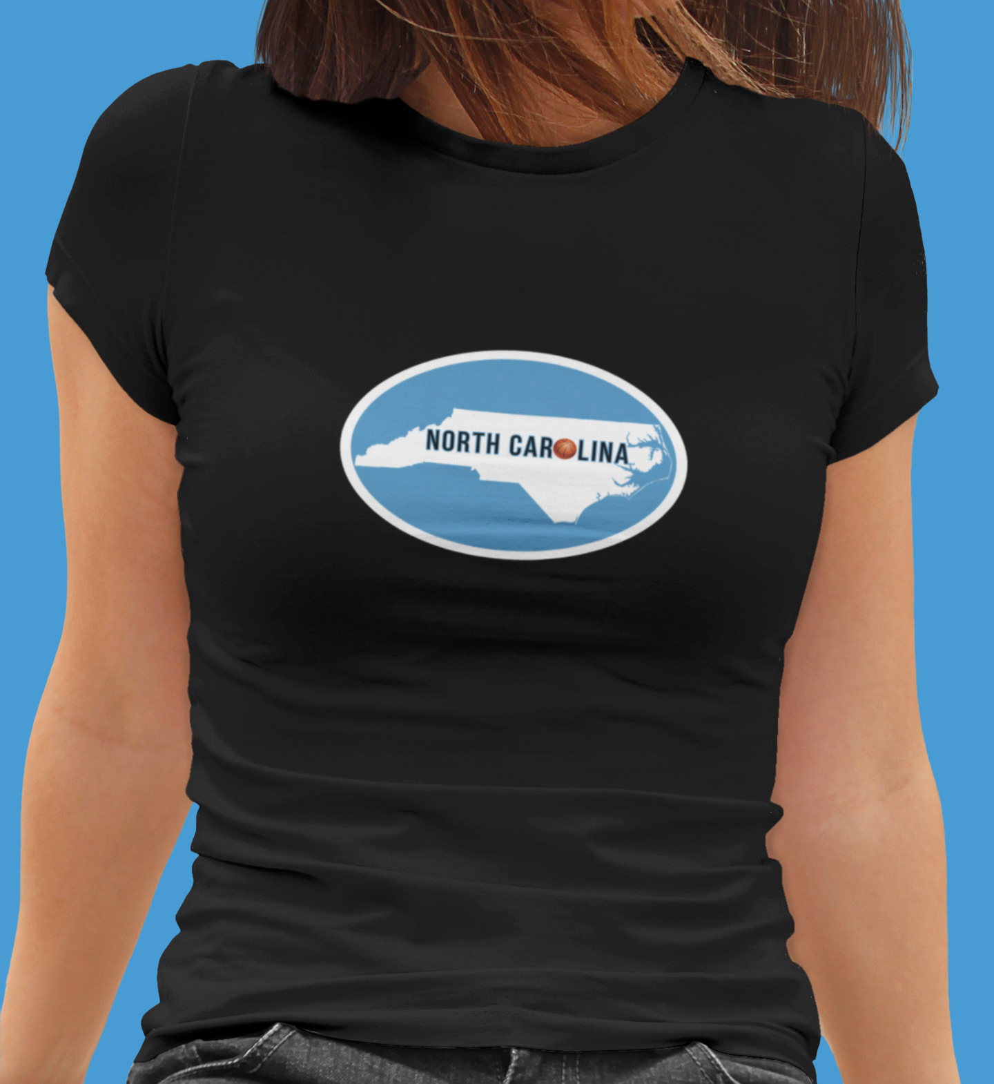 Places, States, North Carolina, United States of America, Sports, Basketball- Adult, Semi-fitted T-shirt