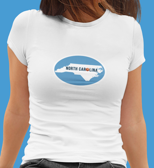 Places, States, North Carolina, United States of America, Sports, Basketball- Adult, Semi-fitted T-shirt
