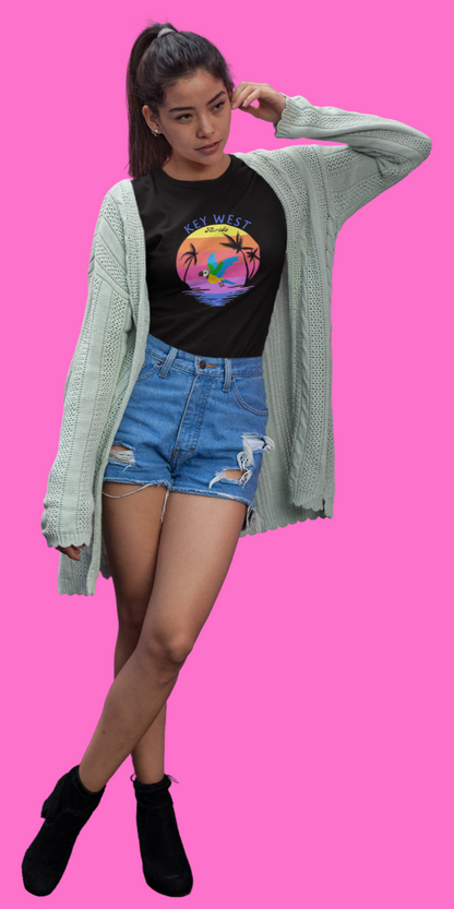 Places, States, Beach, Key West, Florida, United States of America, Animals, Birds- Adult, Regular Fit, Soft Cotton, T-shirt