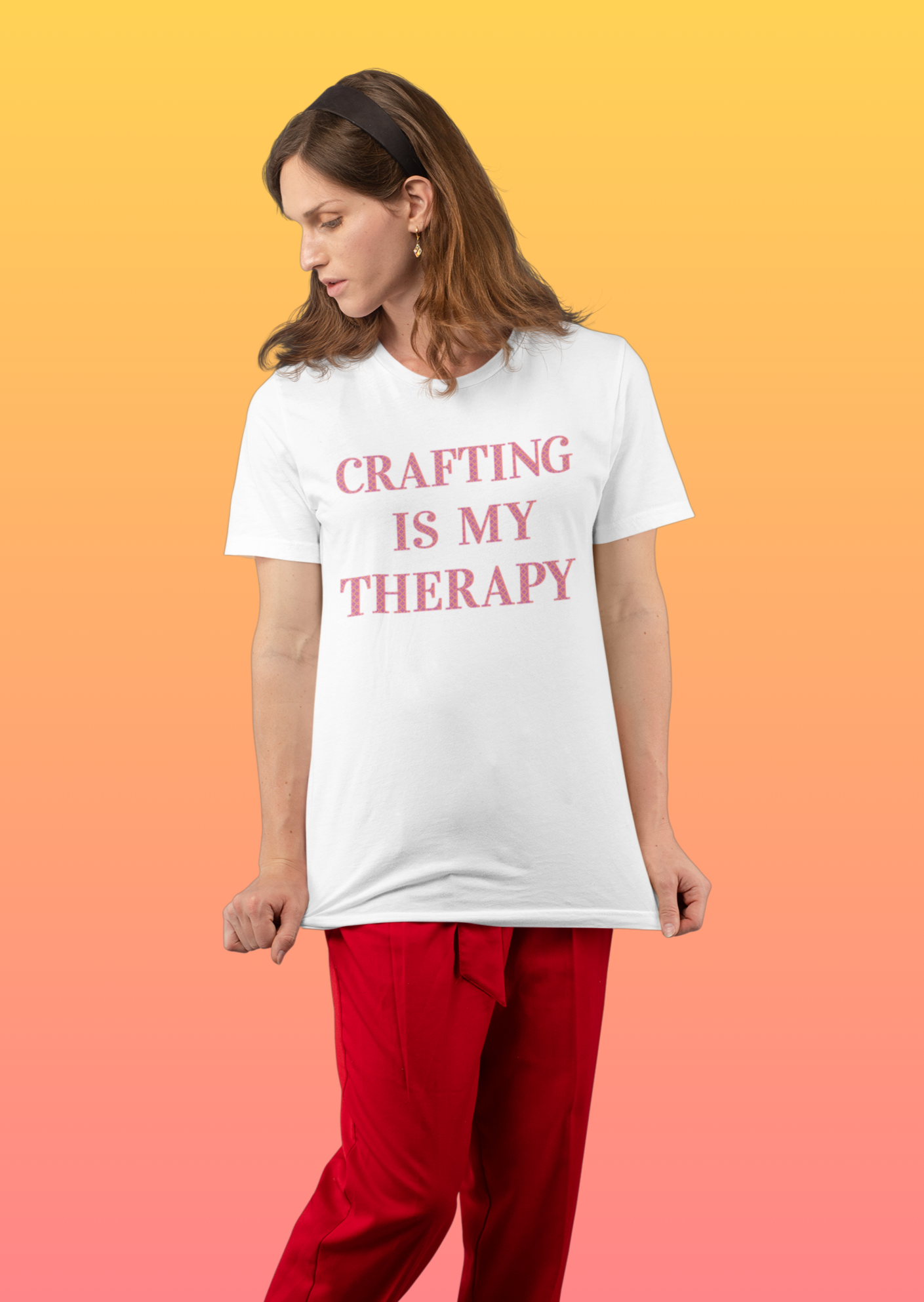 Crafting Is My Therapy- Adult, Regular Fit, Soft Cotton, Full Size Image, T-shirt