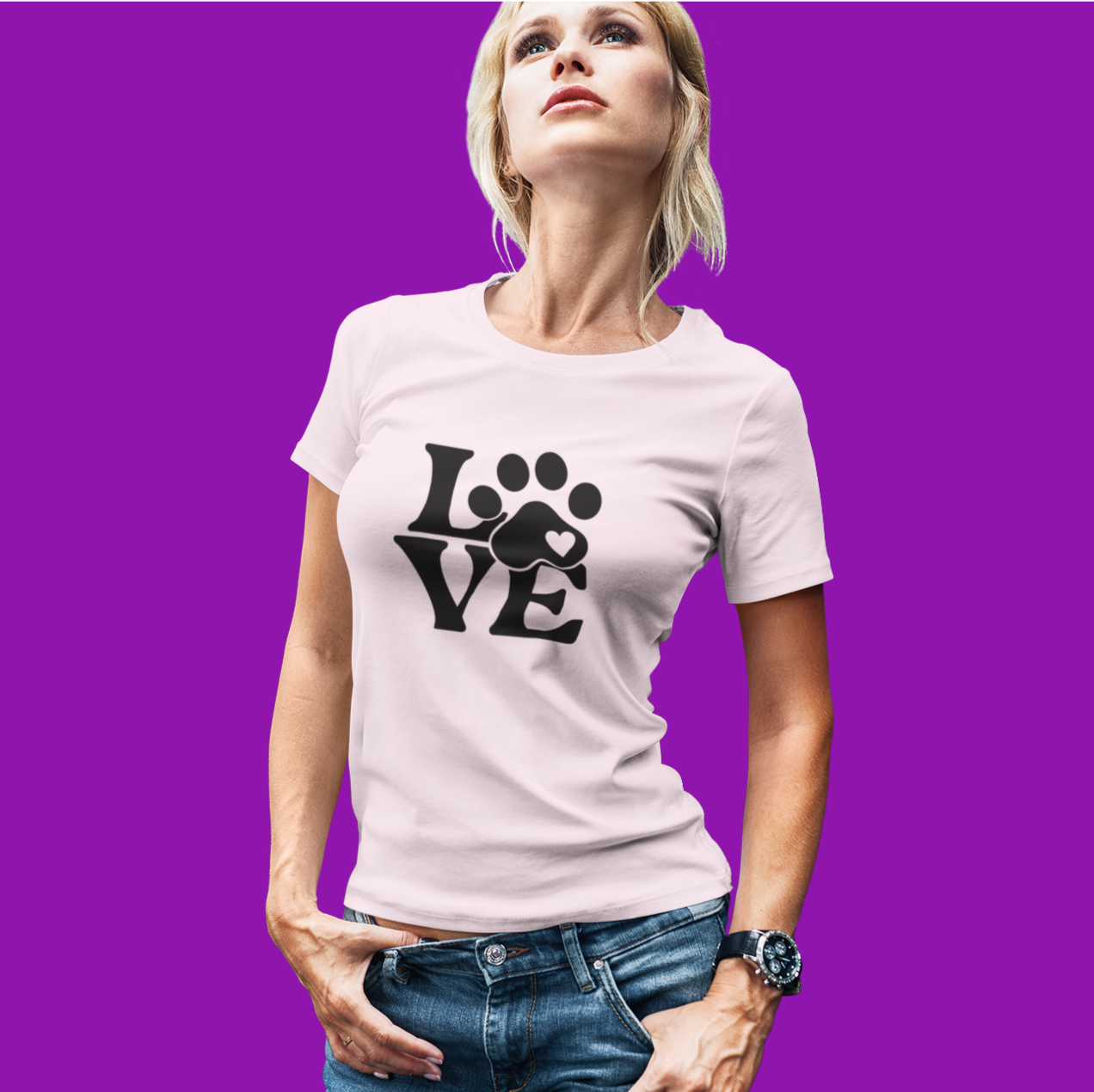 Love, Dog, Animals, Words- Adult, Semi-fitted, T-shirt