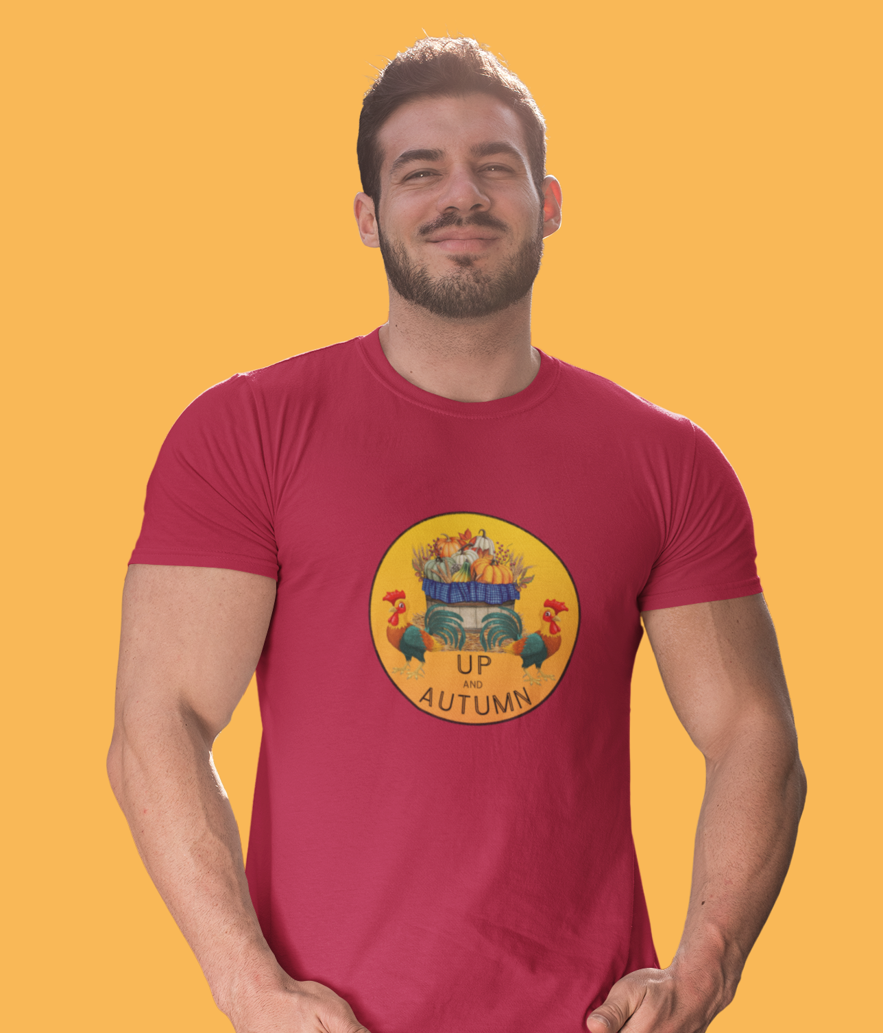 Puns, Up and Autumn, Nature, Seasons, Animals, Chicken, Rooster- Adult, Regular Fit, Soft Cotton, T-shirt
