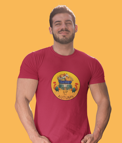 Puns, Up and Autumn, Nature, Seasons, Animals, Chicken, Rooster- Adult, Regular Fit, Soft Cotton, T-shirt