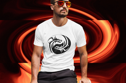 Symbol, Dragon, Ying Yang- Adult, Regular Fit, Soft Cotton, Smaller Size Image, T-shirt