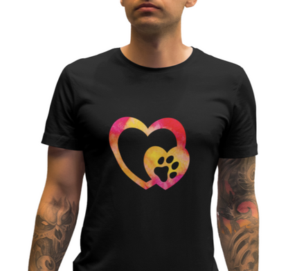 Art, Colorful, Love, Dog Paw- Adult, Regular Fit, Soft Cotton, T-shirt