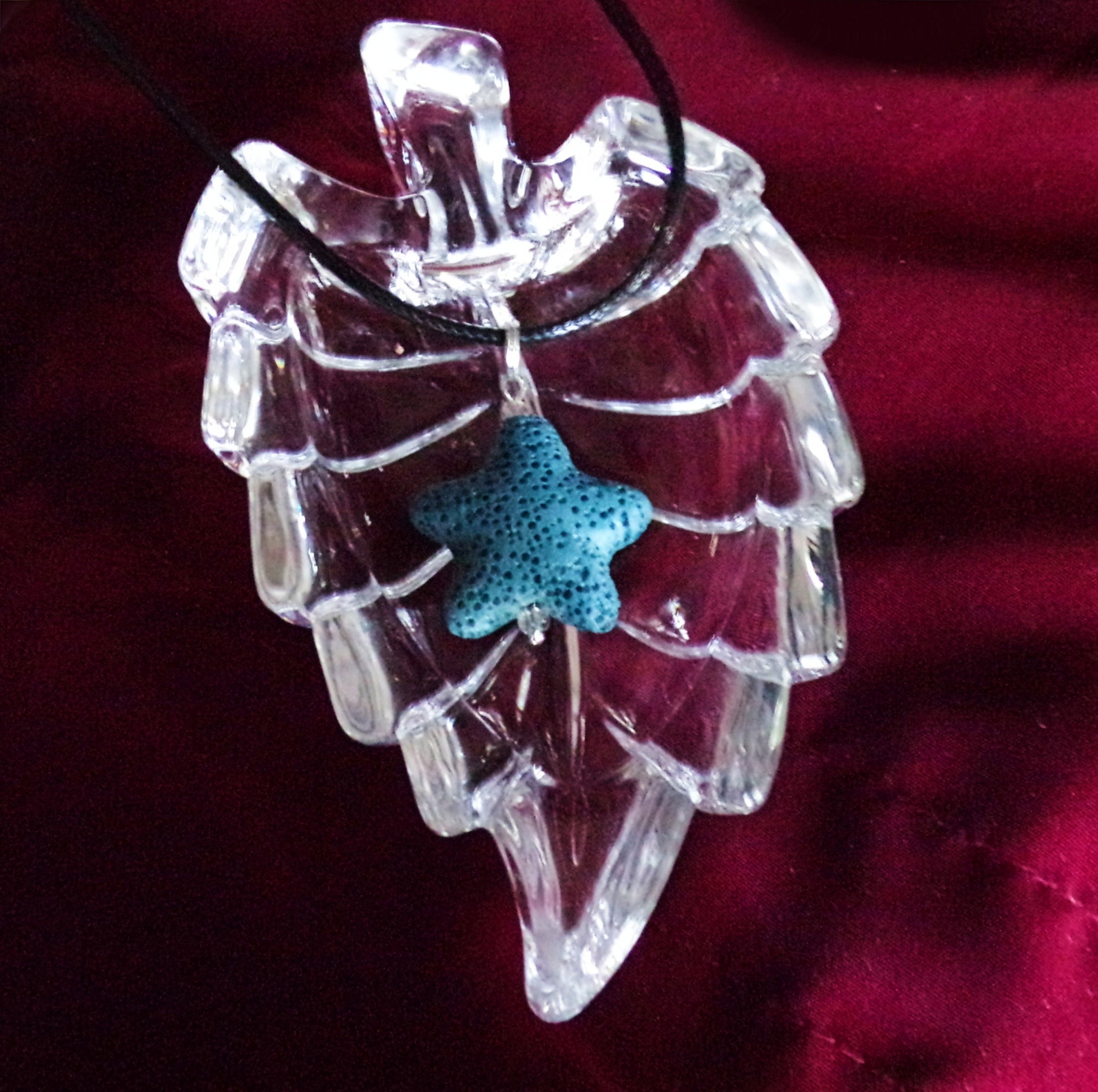 Lava starfish Wedgewood Blue 25 mm pendant necklace.