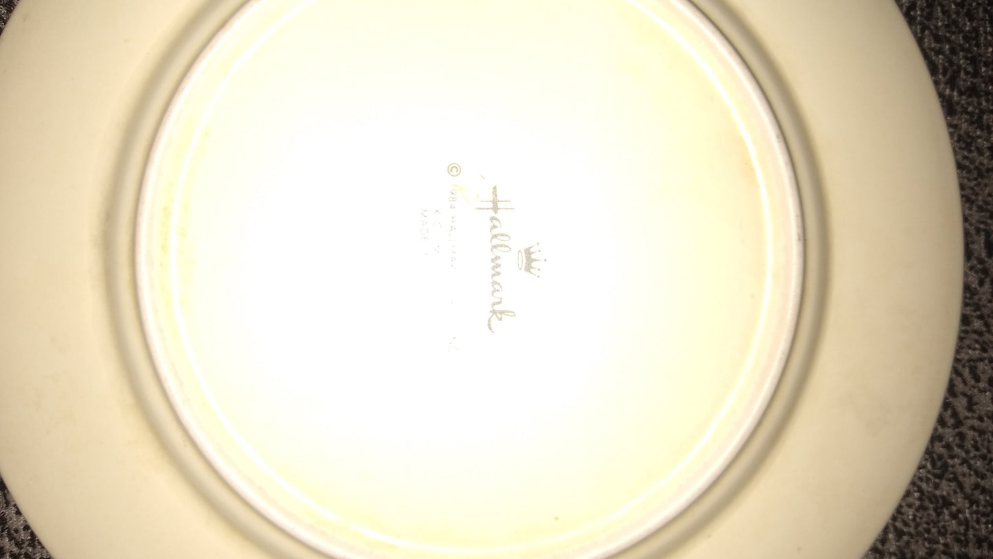 Vintage Hallmark Newborn Baby Plate (Back View) With Sheep, Brings New Dreams. Made in Japan In 1984. 