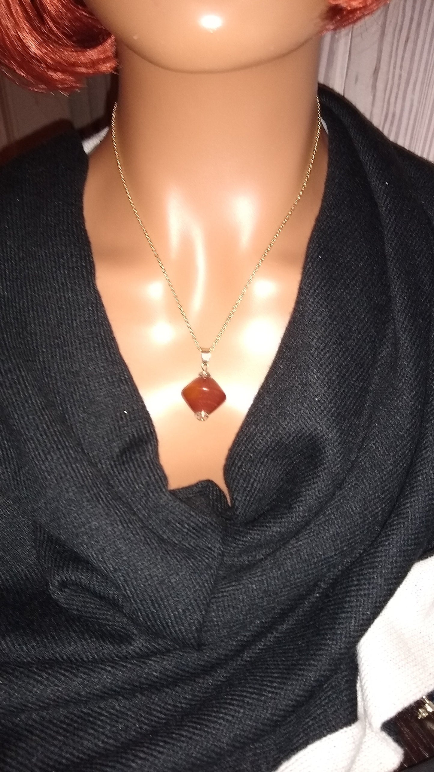 Carnelian necklace / Spinner / Attraction stone / Sacral chakra / real Carnelian / orange carnelian gemstone / gold silver chain /yoga gift
