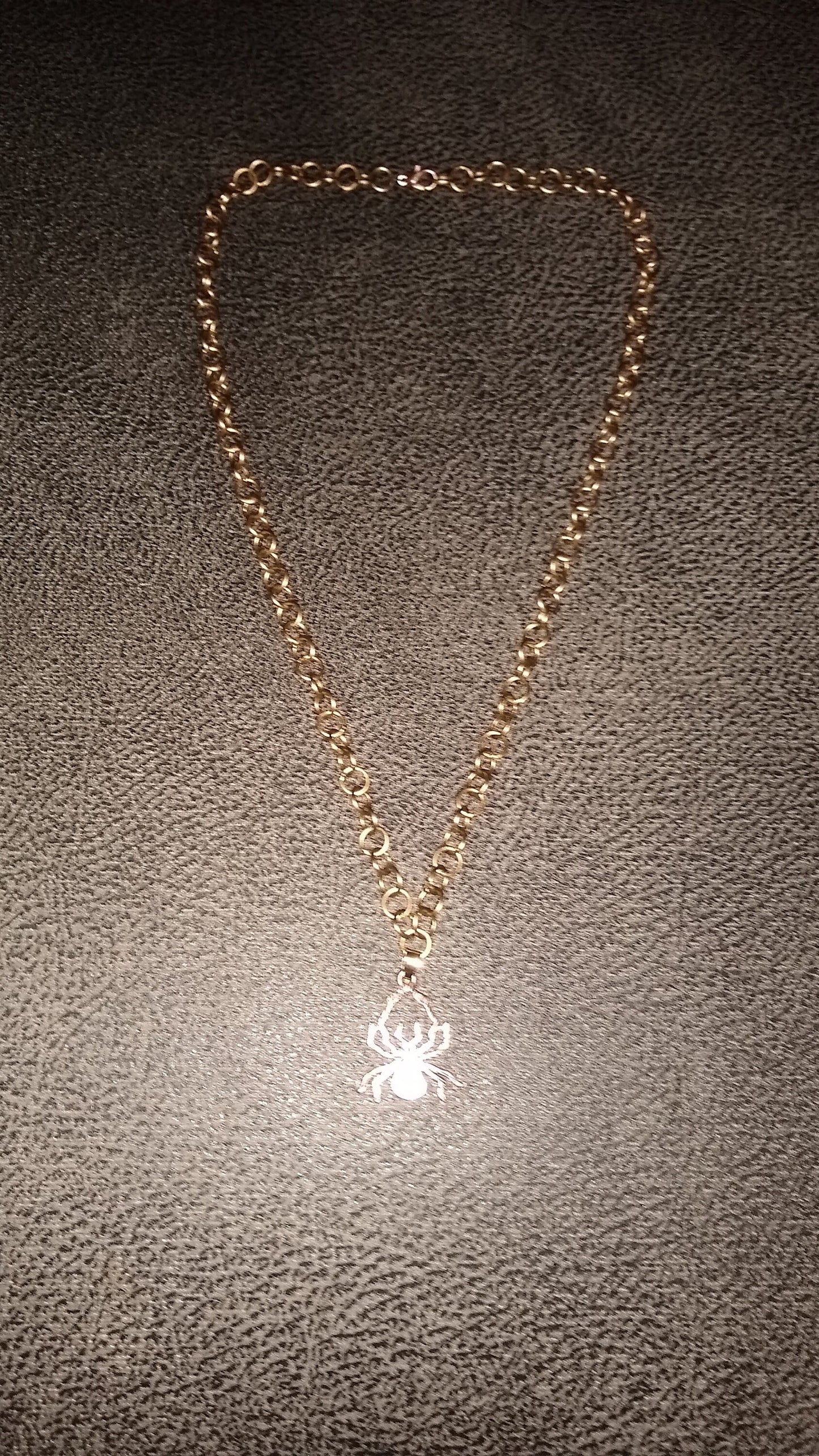 Spider copper necklace / spider pendant / long copper chain necklace / Halloween jewelry /  gift for man / gift for boyfriend / mens jewelry