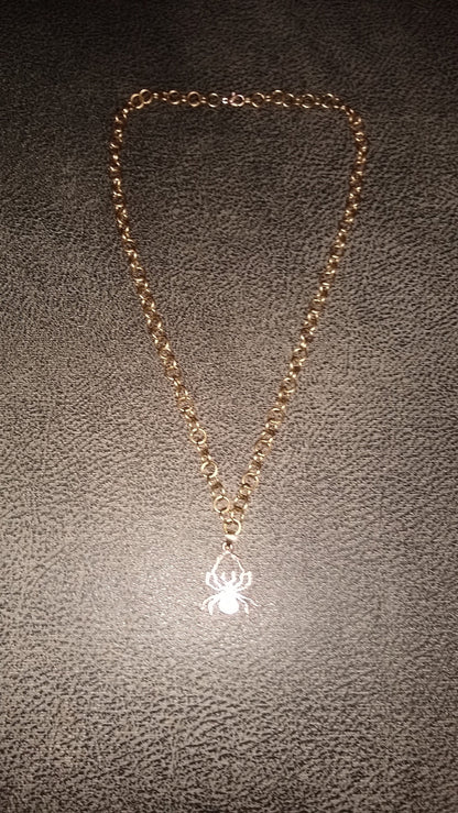 Spider copper necklace / spider pendant / long copper chain necklace / Halloween jewelry /  gift for man / gift for boyfriend / mens jewelry
