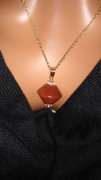 Carnelian necklace / Spinner / Attraction stone / Sacral chakra / real Carnelian / orange carnelian gemstone / gold silver chain /yoga gift